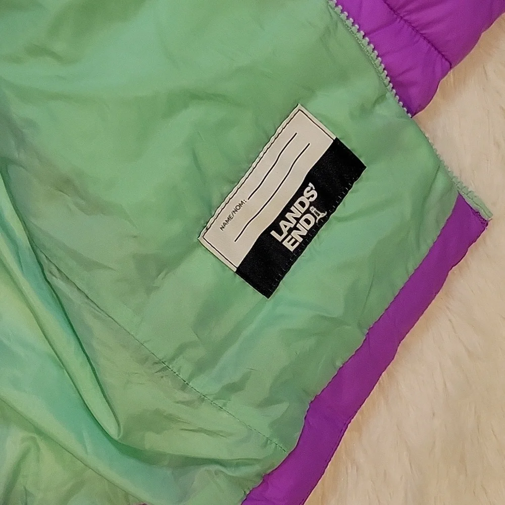 Land's End Kids FeatherFree Insulated Packable Jacket Purple Girls Size L 10/12